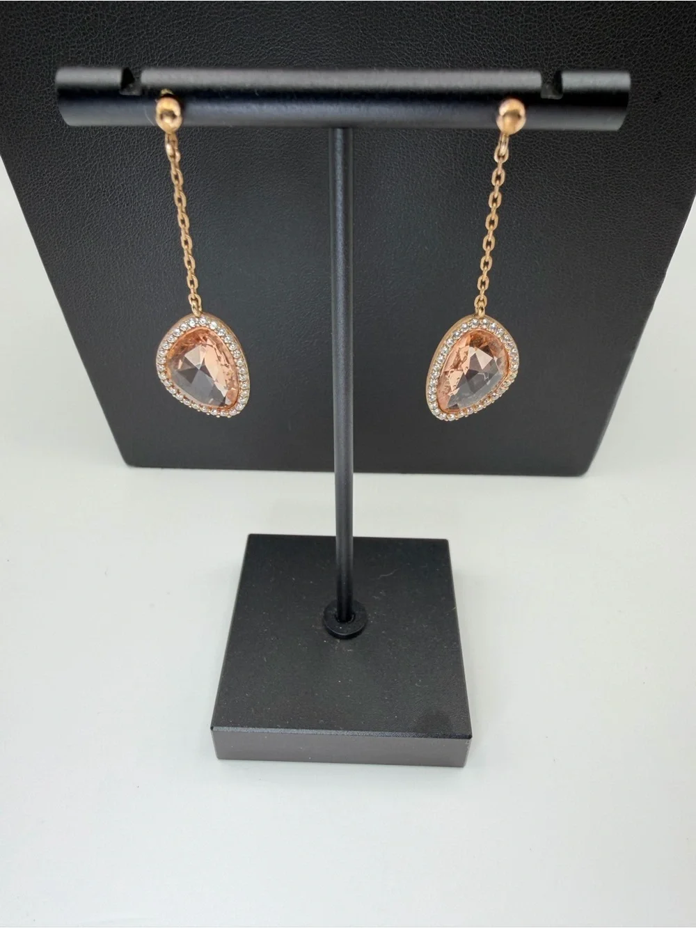 Genevive Rose Gold 18K plated silver Teardrop Dangle Earrings